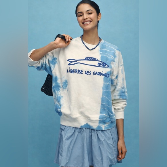 Clare V Tops - Clare V x Gjusta Bakery Liberez Les Sardines Organic Cotton Sweatshirt